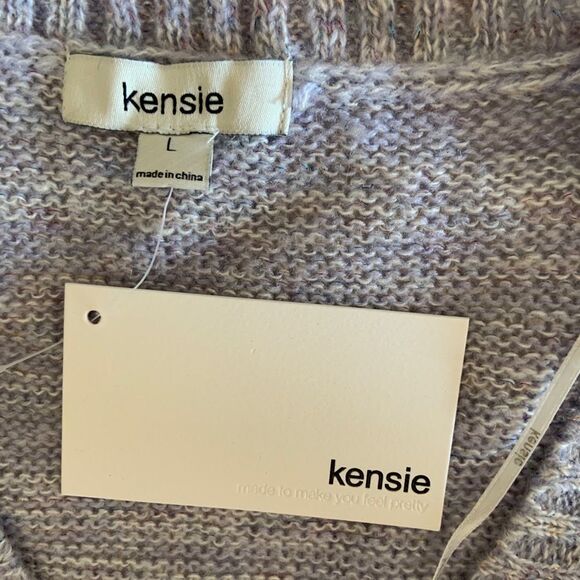 Kensie Lavender Metallic Faux Wrap Sweater - Picture 9 of 11